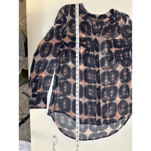 Charlie Jade Women Navy/Blush Chic Workwear, Silk, Casual, Flowy, Size S Sheer - Picture 6 of 12